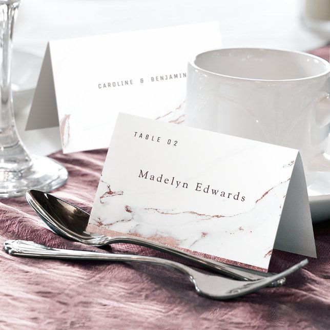 Imitate Rose Gold Marmor moderne Foldable Platzkar Tischnummer (Faux rose gold marble modern Foldable Place Card)