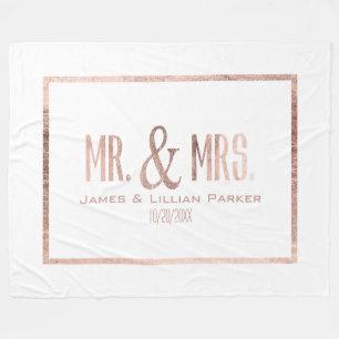 Imitate Rose Gold Mr. und Mrs. Monogram Wedding Fleecedecke