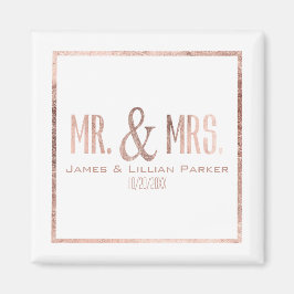 Imitate Rose Gold Mr. und Mrs. Monogram Wedding Magnet