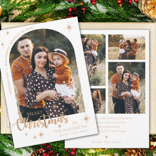 Imitate Rose Gold Multi-Familie Fotos Frohe Weihna Feiertagskarte