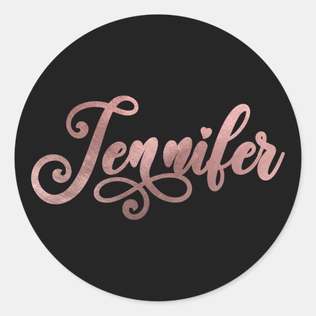 Imitate Rose Gold Ombre Foil Decorative Jennifer Runder Aufkleber (Vorderseite)