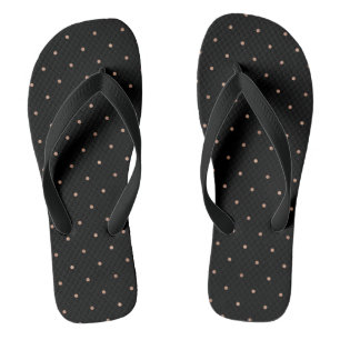 Imitate Rose Gold Polka Punkte auf schwarz Flip Flops