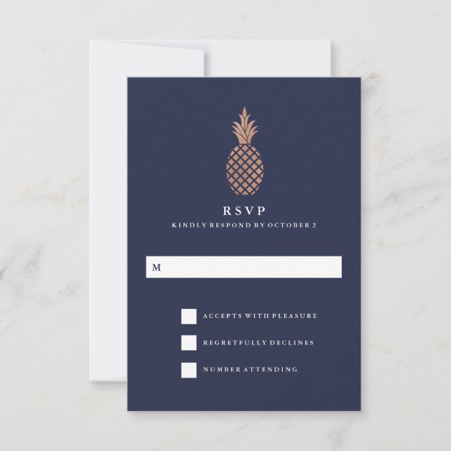 Imitate Rose Gold und Ananas Hochzeit RSVP (Vorderseite)