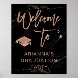 Imitate Rose Gold und Marmor   Grad Party Willkomm Poster