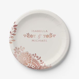 Imitate Rose Gold Vintage Hochzeit Pappteller