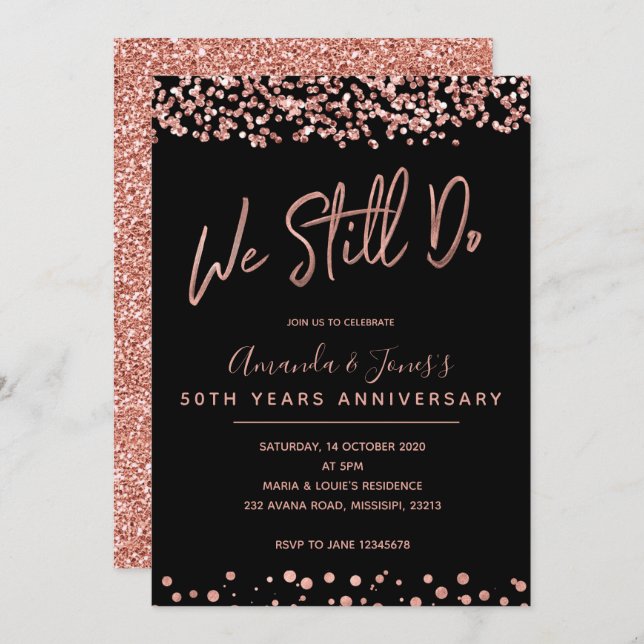 IMITATE ROSE GOLD Vow Erneuerungs-Jahrestag Einlad Einladung (Vorne/Hinten)