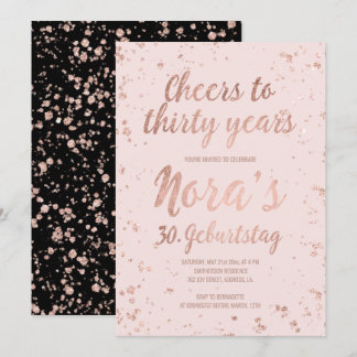 Imitate Rose Goldbarsch Konfetti rot 30. Geburtsta Einladung