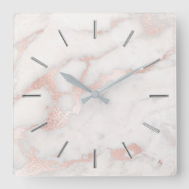 Imitate Rose goldfarbener Marmorstein elegant Quadratische Wanduhr