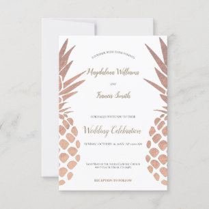 Imitate Rose Goldfolie Ananas Hochzeit Einladung