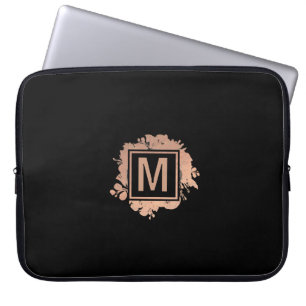 Imitate Rose Goldfolie Blumendekor Monogramm Laptopschutzhülle
