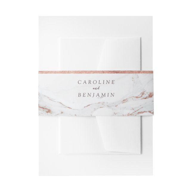 Imitate Rose Goldfolie Marmor Luxus moderne Hochze Einladungsbanderole (Vorderseite Beispiel)