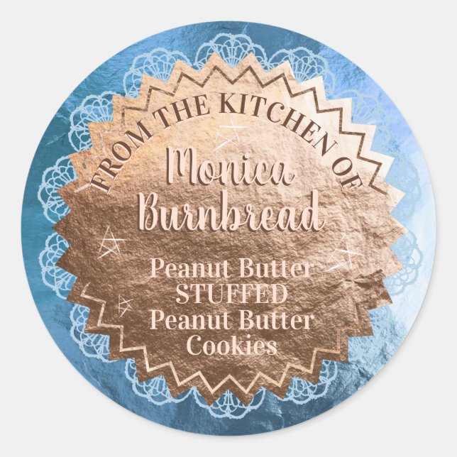 Imitate Rose Goldfolie Spitze aus der Küche Runder Aufkleber (Vorderseite)