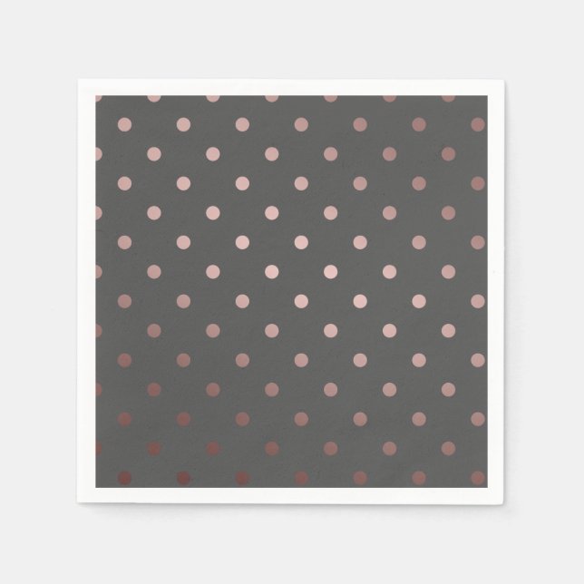 Imitate Rose Goldgraue Polka-Punkte Serviette (Vorderseite)