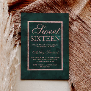 Imitate Rose goldgrüne Aquarellfarbe Süß 16 Einladung
