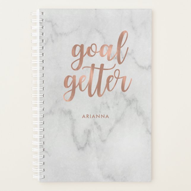 Imitate Rose Goldtypografie auf Marmor | Goal Gett Planer (Vorderseite)