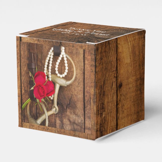 Imitate Rote Rosen Stall Holz Western Hochzeit Geschenkschachtel (Vorderseite)