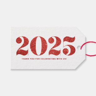 Imitate Roter Glitzer 2024 Typografie glücklich Ne Geschenkanhänger