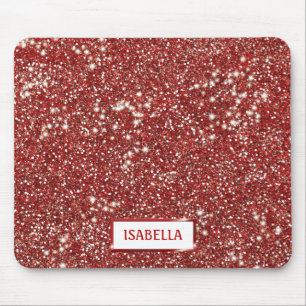 Imitate Roter Glitzer Textur mit Individuelle Name Mousepad