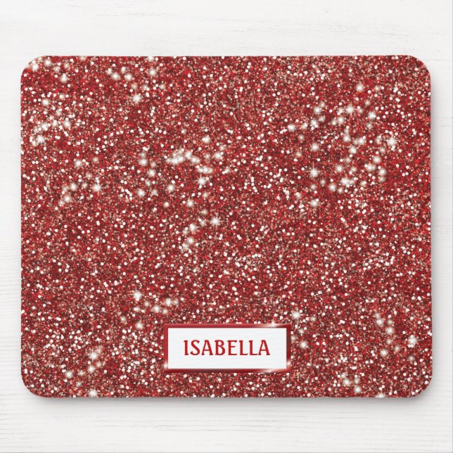 Imitate Roter Glitzer Textur mit Individuelle Name Mousepad (Vorne)
