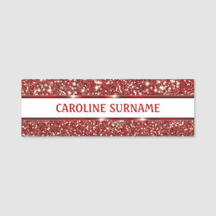 Imitate Roter Glitzer Textur mit Individuelle Name Namensschild