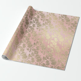 Imitate Royal Gold Floral Pulver Bläschen Pink Pin Geschenkpapier