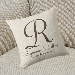 Imitate Rustic Burlap Monogram und Names Pillow Kissen