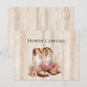 Imitate Rustikales Cream Wood Pink Rose Cowgirl St Postkarte