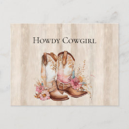 Imitate Rustikales Cream Wood Pink Rose Cowgirl St Postkarte