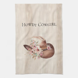 Imitate Rustikales Cream Wood Rosa Cowgirl Geschirrtuch