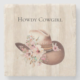 Imitate Rustikales Cream Wood Rosa Cowgirl Steinuntersetzer