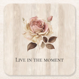 Imitate Rustikales Creme Rosa Rosenholz Rechteckiger Pappuntersetzer