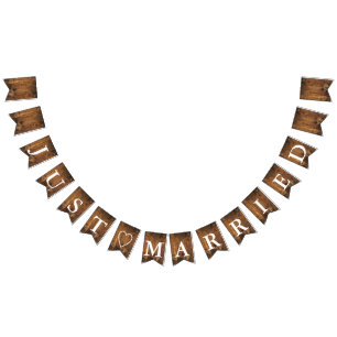 Imitate Rustikales Stallholz nur verheiratet Hochz Wimpelkette