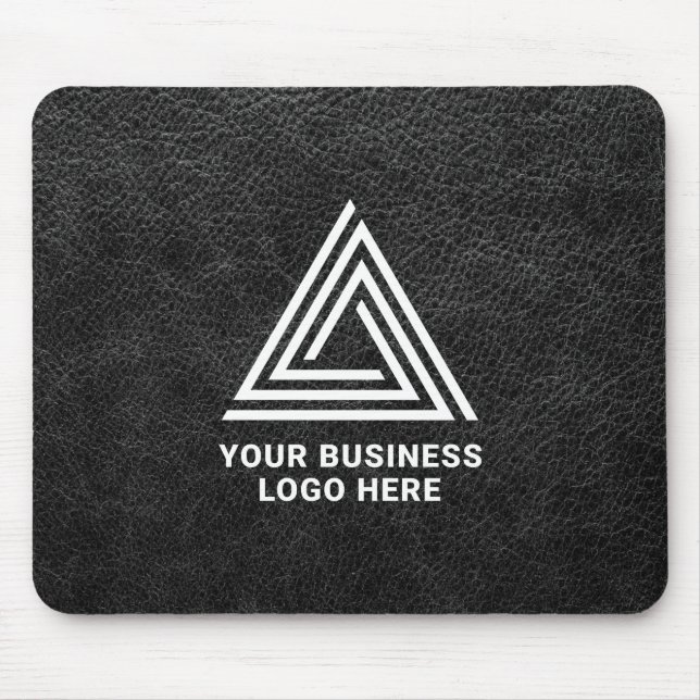 Imitate Schwarzes Leder Modernes Business-Logo Mousepad (Vorne)