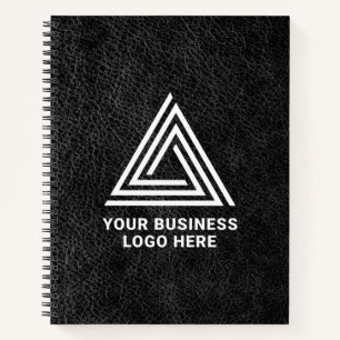 Imitate Schwarzes Leder Modernes Business-Logo Notizbuch