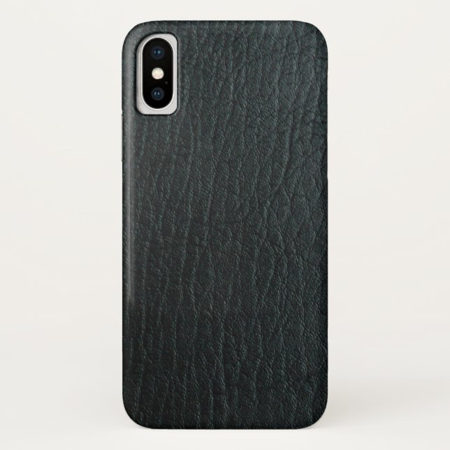 Imitate Schwarzes Leder Textur Case-Mate iPhone Hülle (Rückseite)
