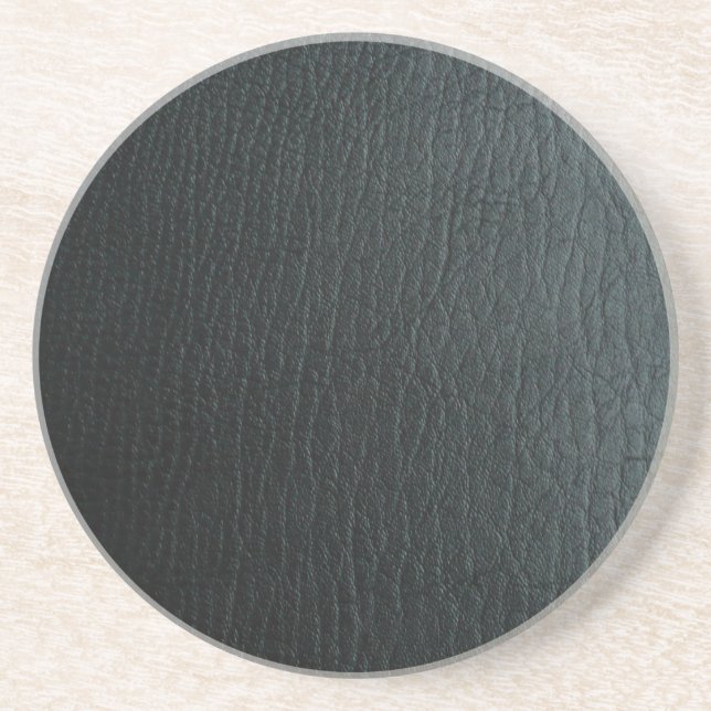 Imitate Schwarzes Leder Textur Getränkeuntersetzer (Vorne)