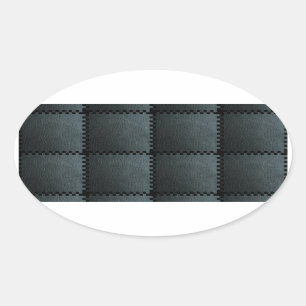 Imitate Schwarzes Leder Textur Ovaler Aufkleber