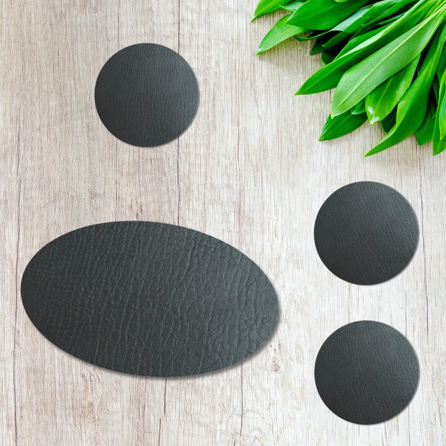 Imitate Schwarzes Leder Textur Runder Aufkleber (Von Creator hochgeladen)
