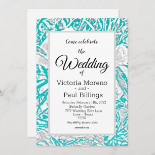 Imitate Seide Embossed Illusion Rose/Aquamarine Ei Einladung