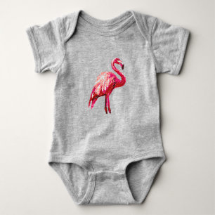 Imitate Sequin Printed Tropical Flamingo Bird Baby Baby Strampler