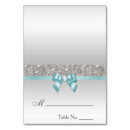 Imitate Sequins Light Aquamarin Blue Bow Platzkart Tischnummer