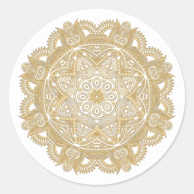 Imitate Shiny Gold Trendy Oriental Mandala Muster Runder Aufkleber (Vorderseite)