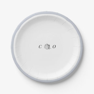 Imitate silber florale Monogramm Minimalistische H Pappteller