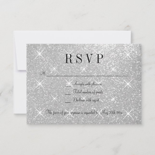 Imitate Silber Glitzer UAWG Hochzeitskarten RSVP Karte (Vorderseite)