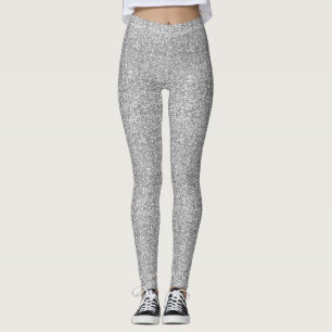 Imitate Silber Glitzer und Glamour Leggings