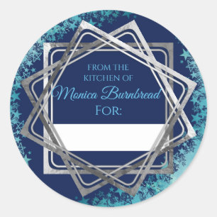 Imitate Silber Sterne aus der Küche des Essgeschen Runder Aufkleber