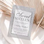 Imitate silbergrauer Glitzer eleganter Chic Sweet  Einladung<br><div class="desc">Moderne,  hübsche,  schicke und elegante Imitate silbergraue Glitzer-Dusche ombre mit grauem Farbblock Sweet 16 Geburtstagsfeier mit silberfarbenem Ober-Muster,  verblasst auf grauem Hintergrund mit elegantem silberfarbenem Rahmen Perfect für eine Prinzessin 16 . Geburtstag,  perfekt für sie,  die Moderne Liebe von Mustern und Glam</div>