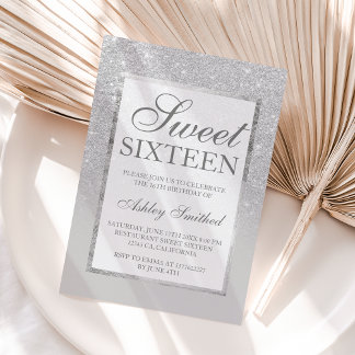 Imitate silbergrauer Glitzer eleganter Chic Sweet Einladung