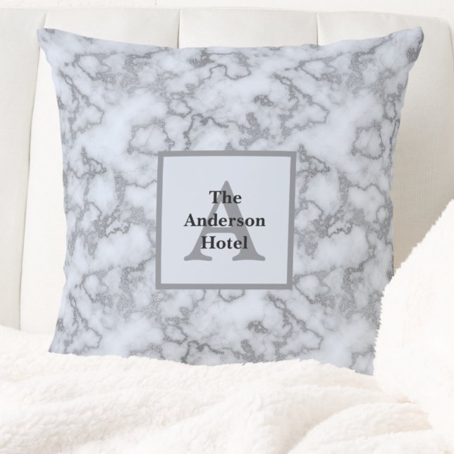 Imitate Silbergrauer Marmor - neutrale Dekoration Kissen (Faux Silver Gray Marble - Neutral Decor Throw Pillow by Leapfroglisics Shop)
