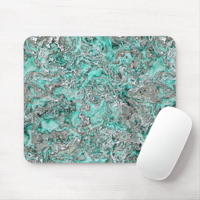 Imitate Silver Aquamarin Türkis Mineralien Muster  Mousepad (Mit Mouse)